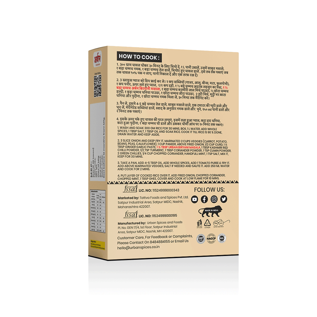 Veg biryani masala_Back image for how to cook