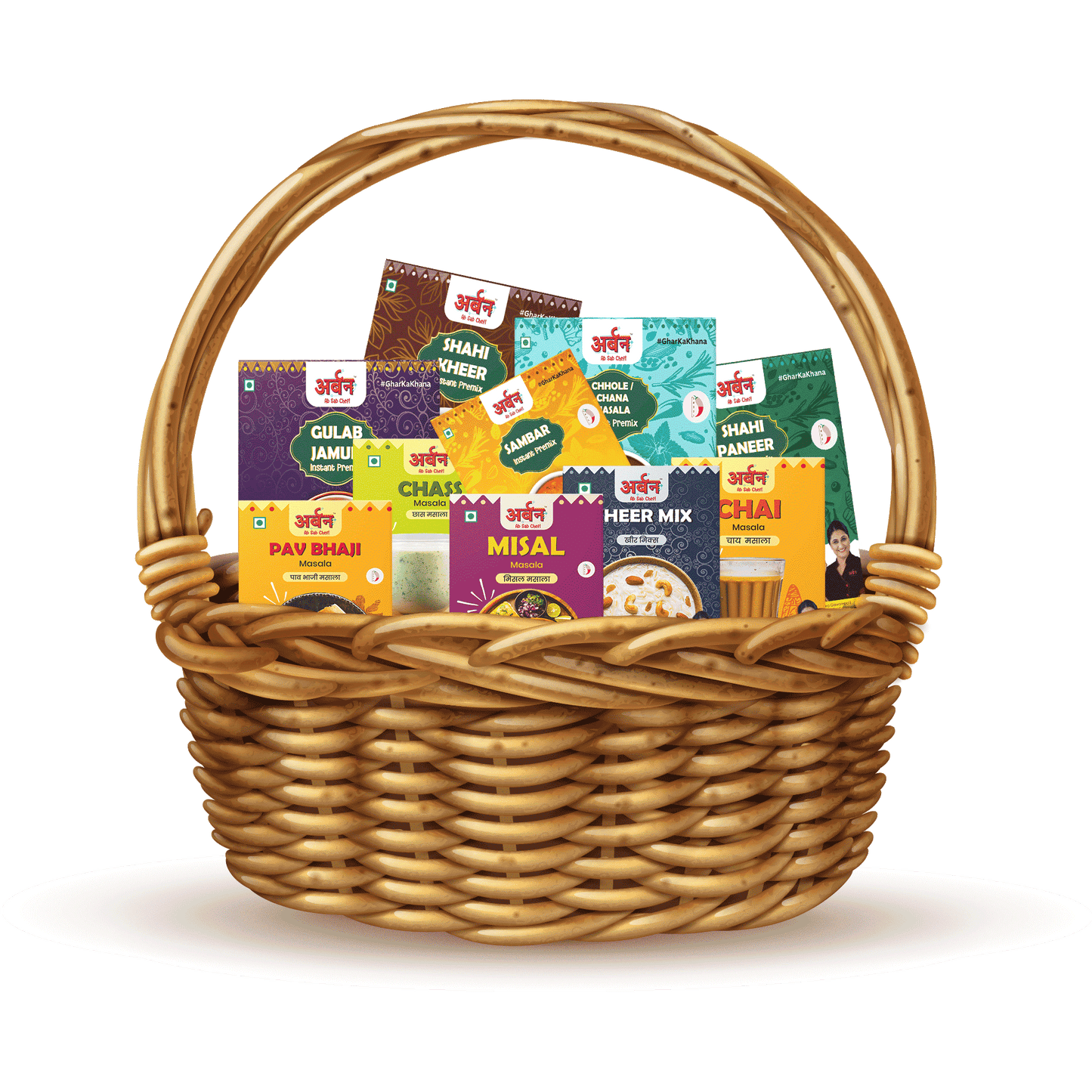Veg Delight Kit – 10-in-1 Premix & Spice Combo | Shahi Paneer, Gulab Jamun, Chole, Sambar, Shahi Kheer, Pav Bhaji, Misal, , Chai & Chass Masala"